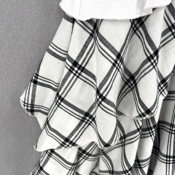 OPENING CEREMONY Dress Womens Small White Black Sleeve Plaid Ruffle Skater NWT - Picture 12 of 16